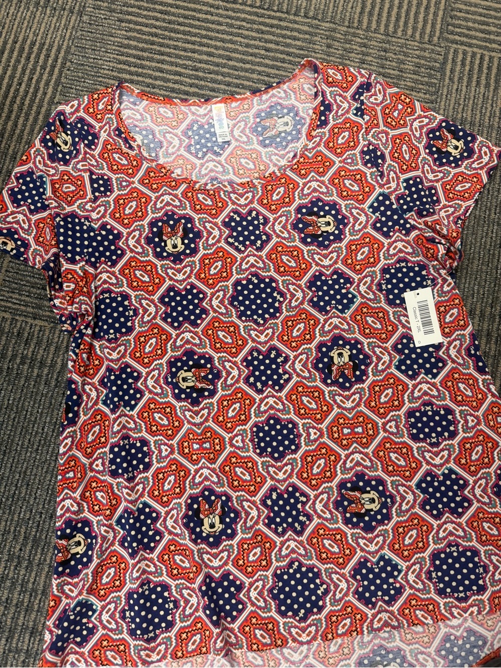 NWT LuLaRoe Disney Classic T orange Navy Minnie Mouse Aztec Sz 2XL